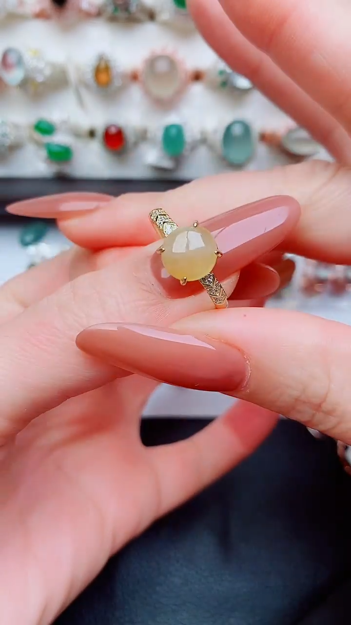 银S925镶嵌戒指翡翠...