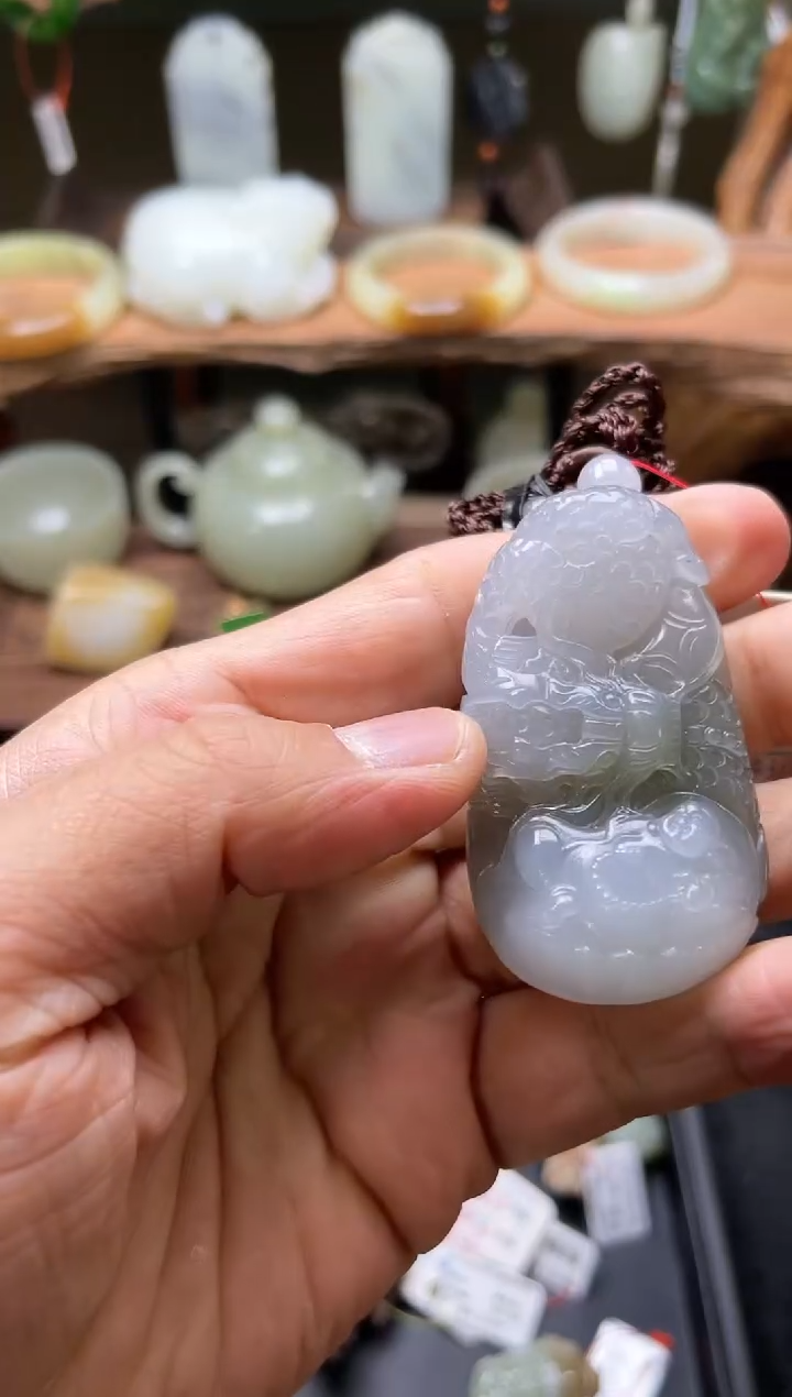 【闪购商品】和田玉手把未镶嵌青海烟紫 青龙手把9003125