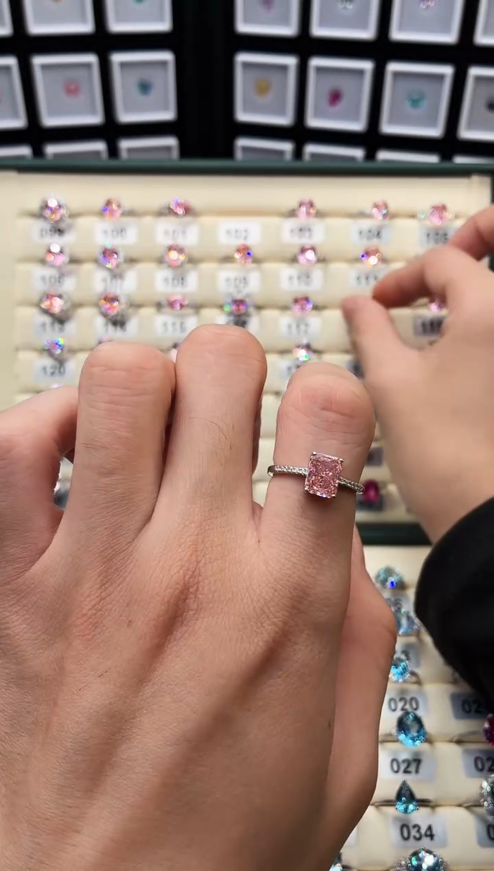 戒指彩色蓝宝石银S925镶嵌1