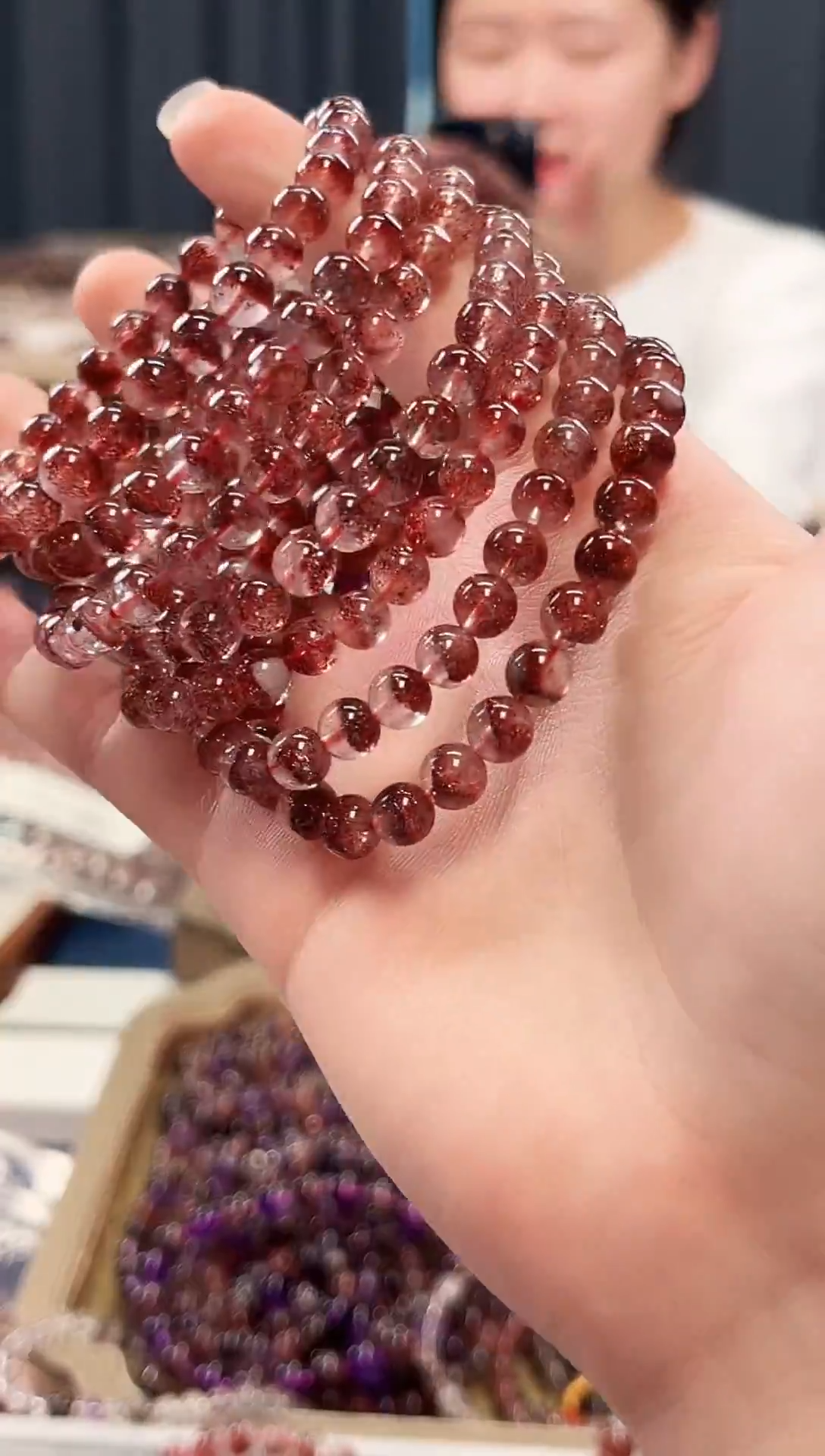 未镶嵌手串水晶金草莓超七单圈手串6mm【多样性发一】