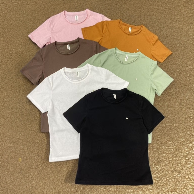 【自然卷】雪花棉凉爽一夏自然卷领子贝壳百搭T恤时尚休闲纯色