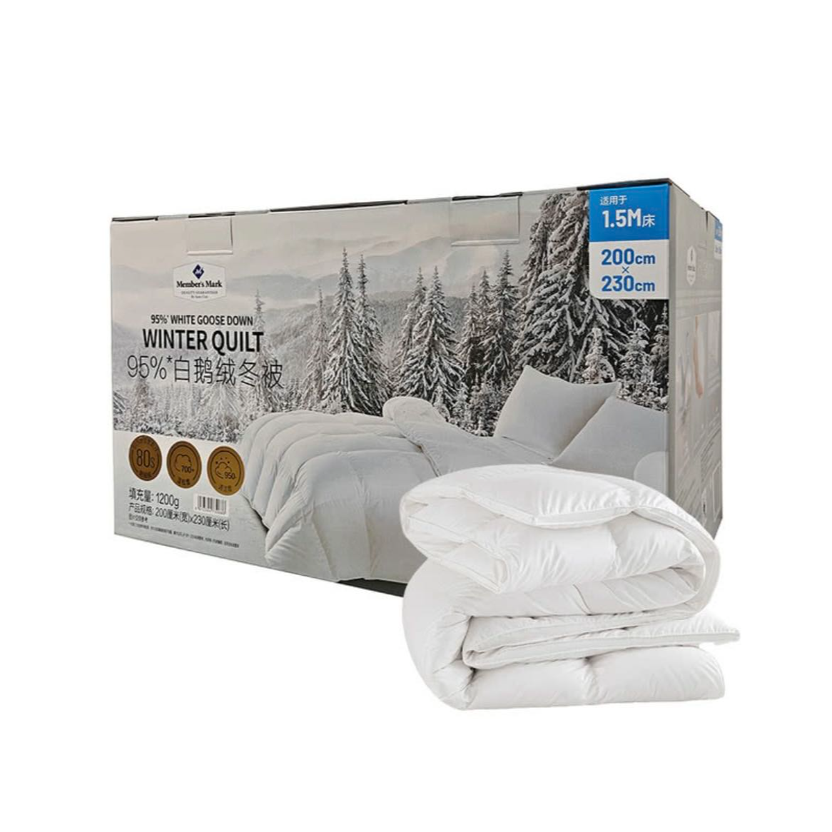（白色鹅绒被)山姆正品白鹅绒羽绒被原单被芯加厚保暖冬被鹅绒被