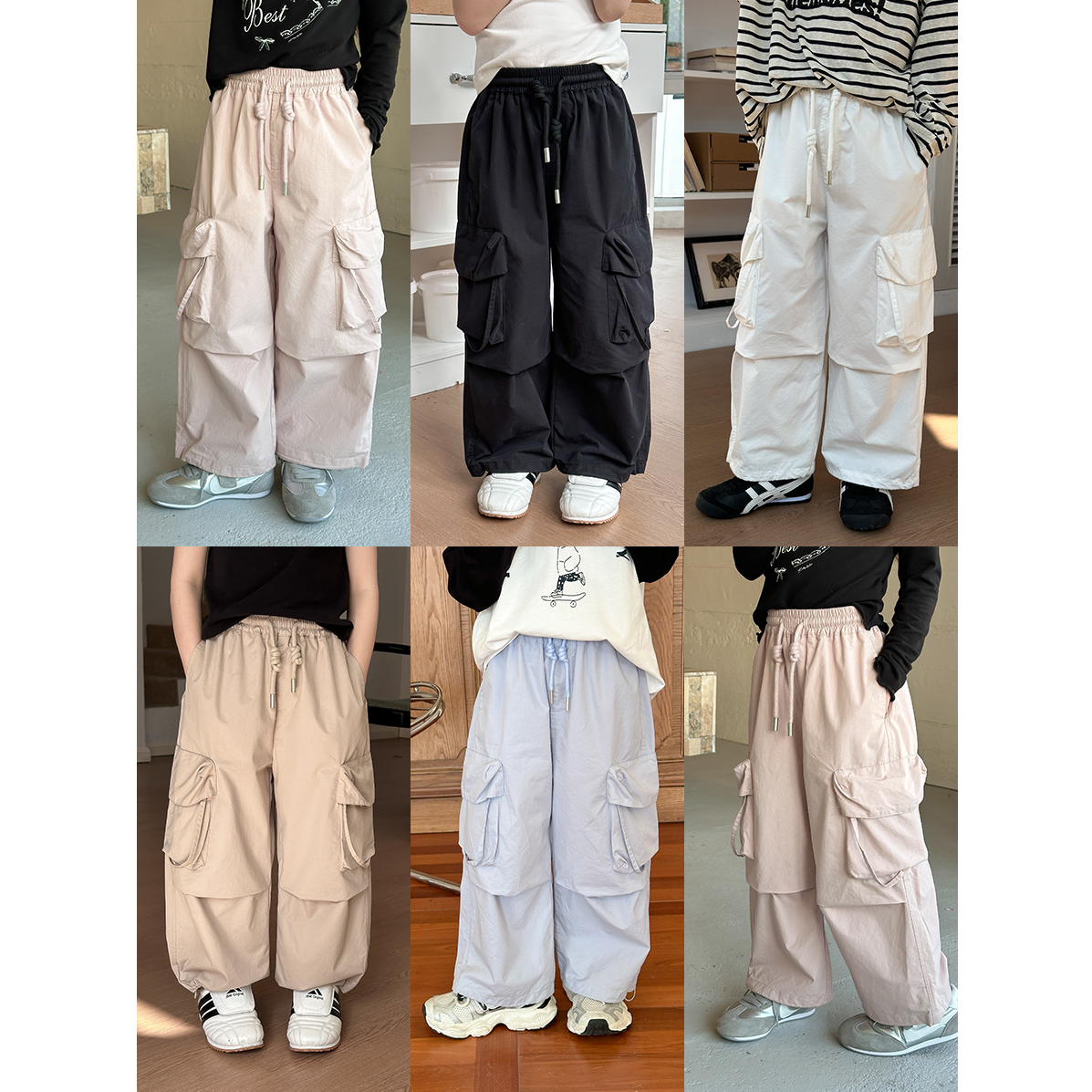 现货【纯棉】秋季女童袋工装裤中大小男女童韩版时髦长裤25A029