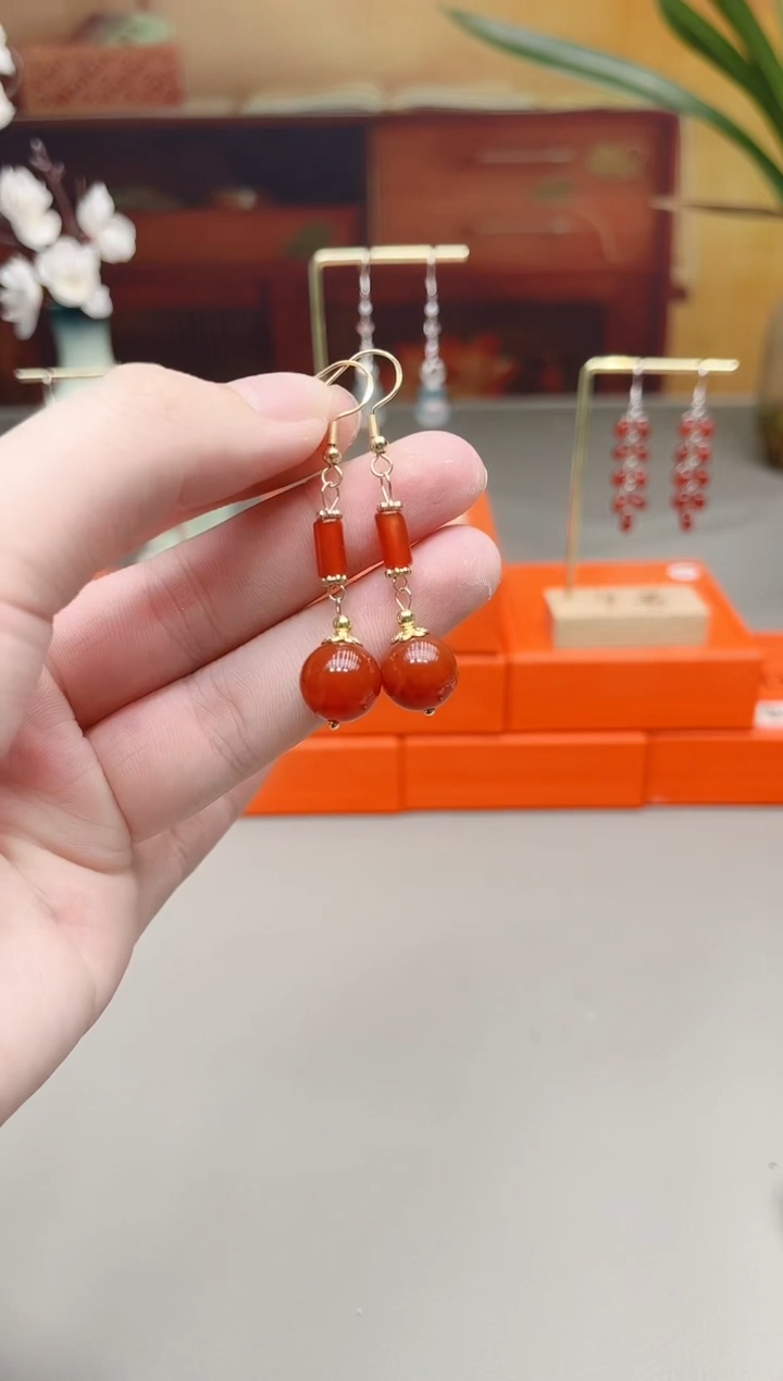 未镶嵌耳钉玛瑙/玉髓723