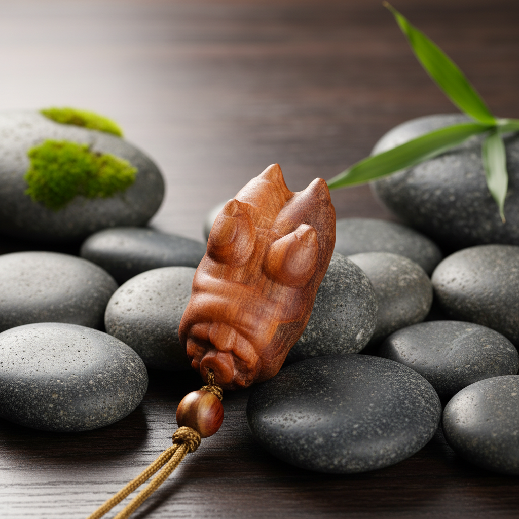 东北红松木明子北沉香手把件招财猪手一个