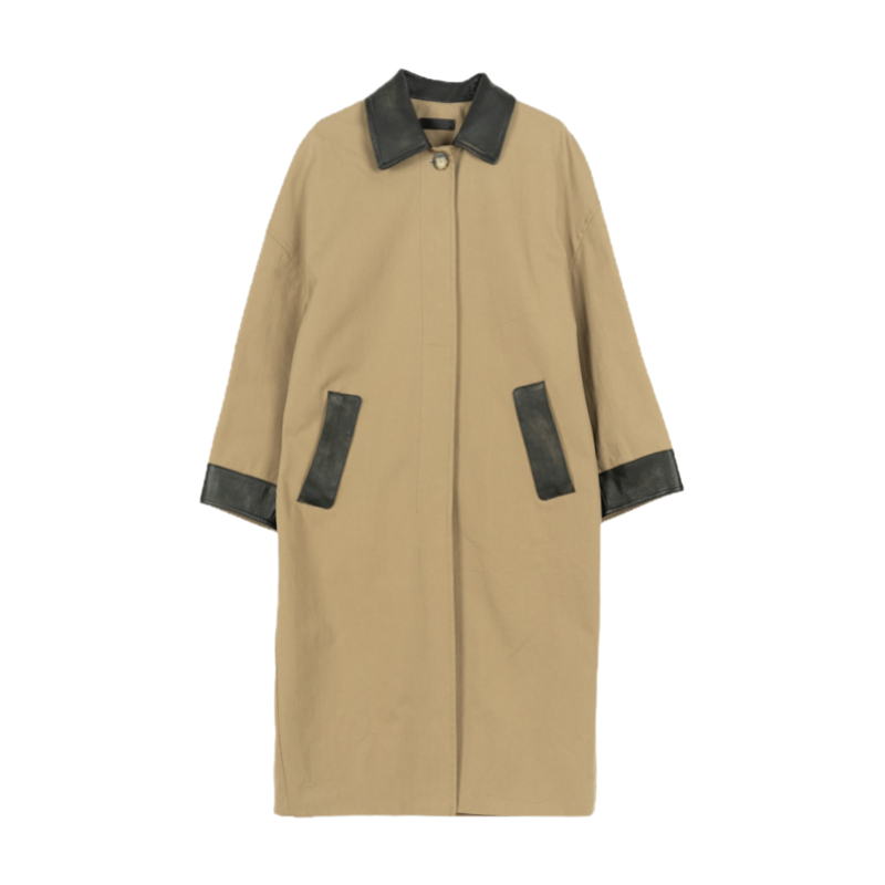 时尚简约中长款复古牛角扣设计师外套24296