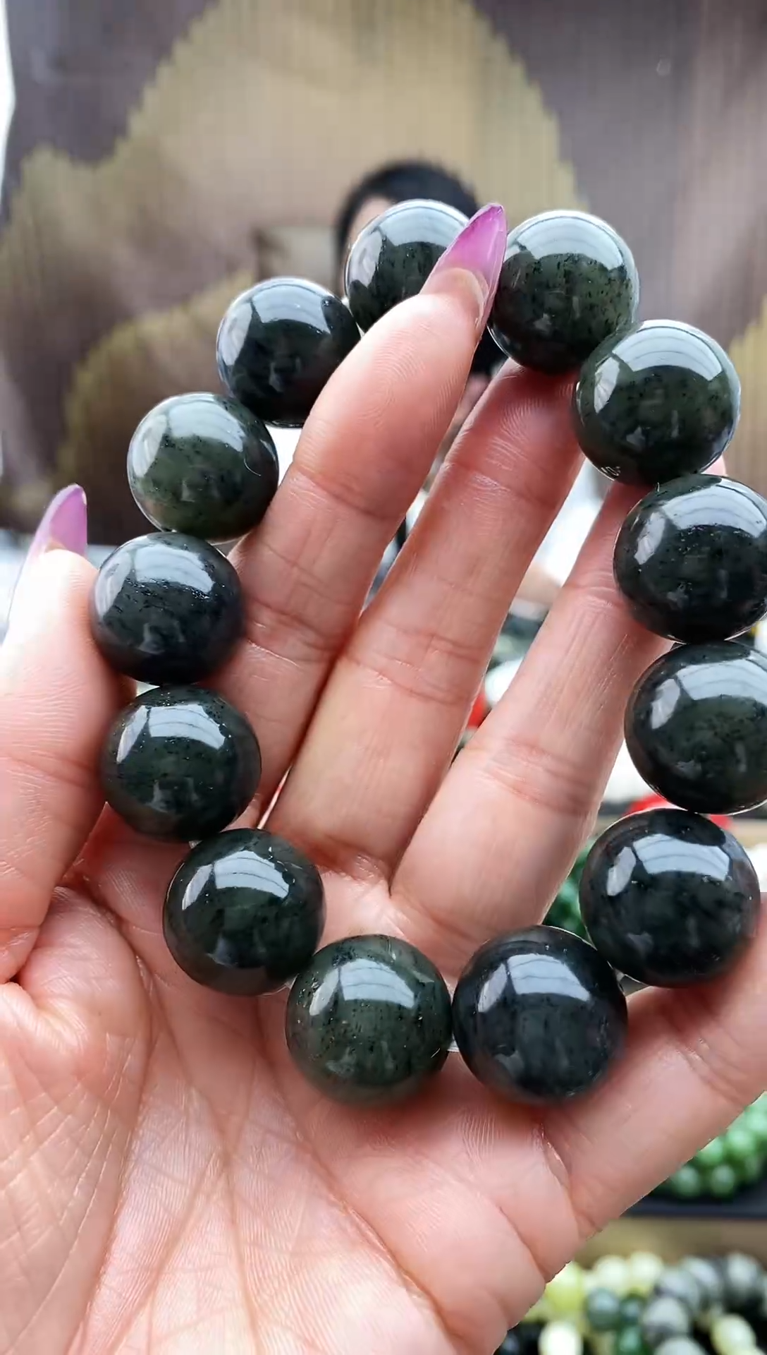 未镶嵌手串和田玉点墨青花18