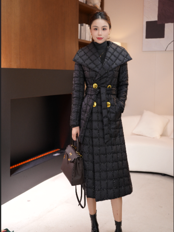 加厚秋冬中长款女正肩袖毛呢外套收腰气质呢修身大衣TB2520