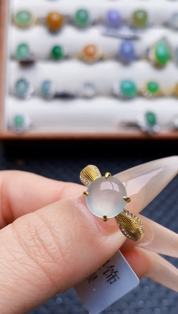 银S925镶嵌戒指翡翠3642