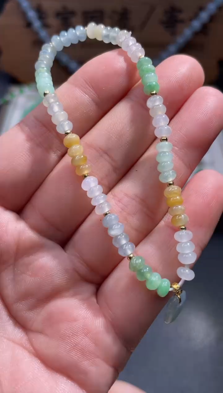 【闪购商品】翡翠手链18K金镶嵌62.........