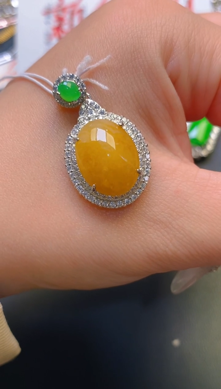 【闪购商品】翡翠耳饰银S925镶嵌天然A货翡翠1