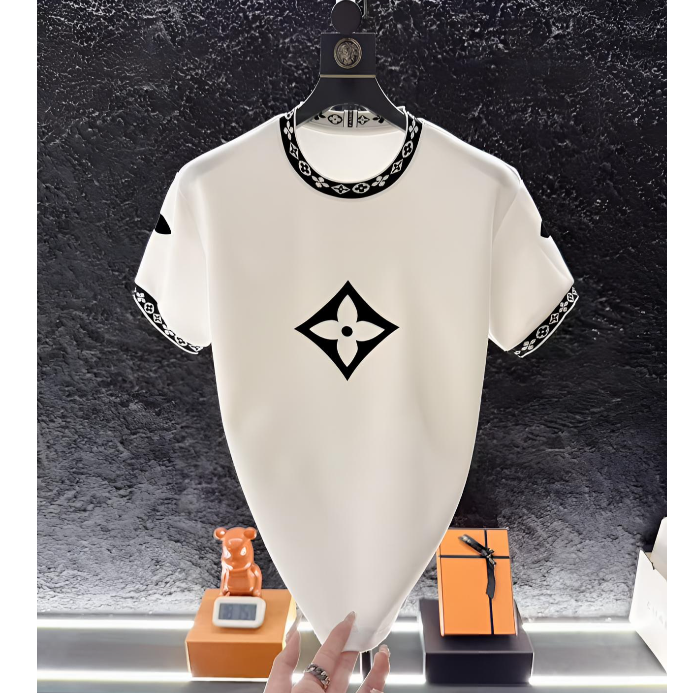 2025年网红爆款夏季新款T恤轻奢3D刺绣时尚半袖圆领百搭潮流高奢