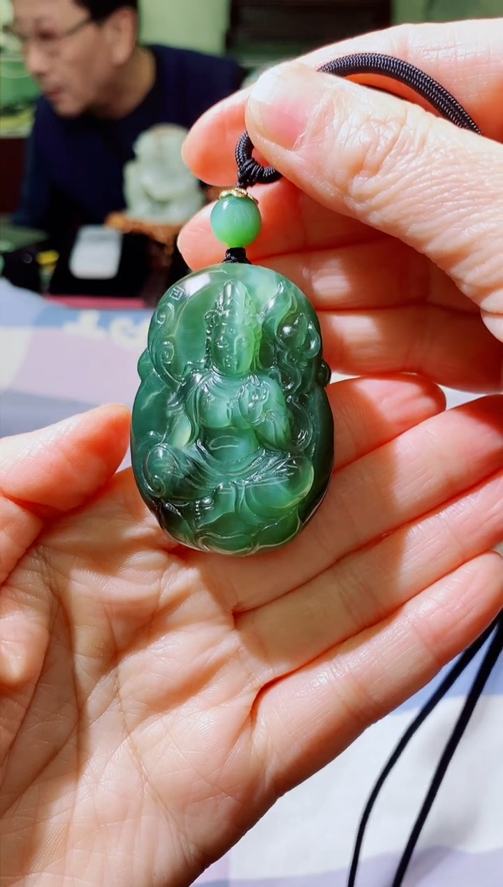 【闪购商品】和田玉（碧玉）挂件未镶嵌和田玉碧玉猫眼观音