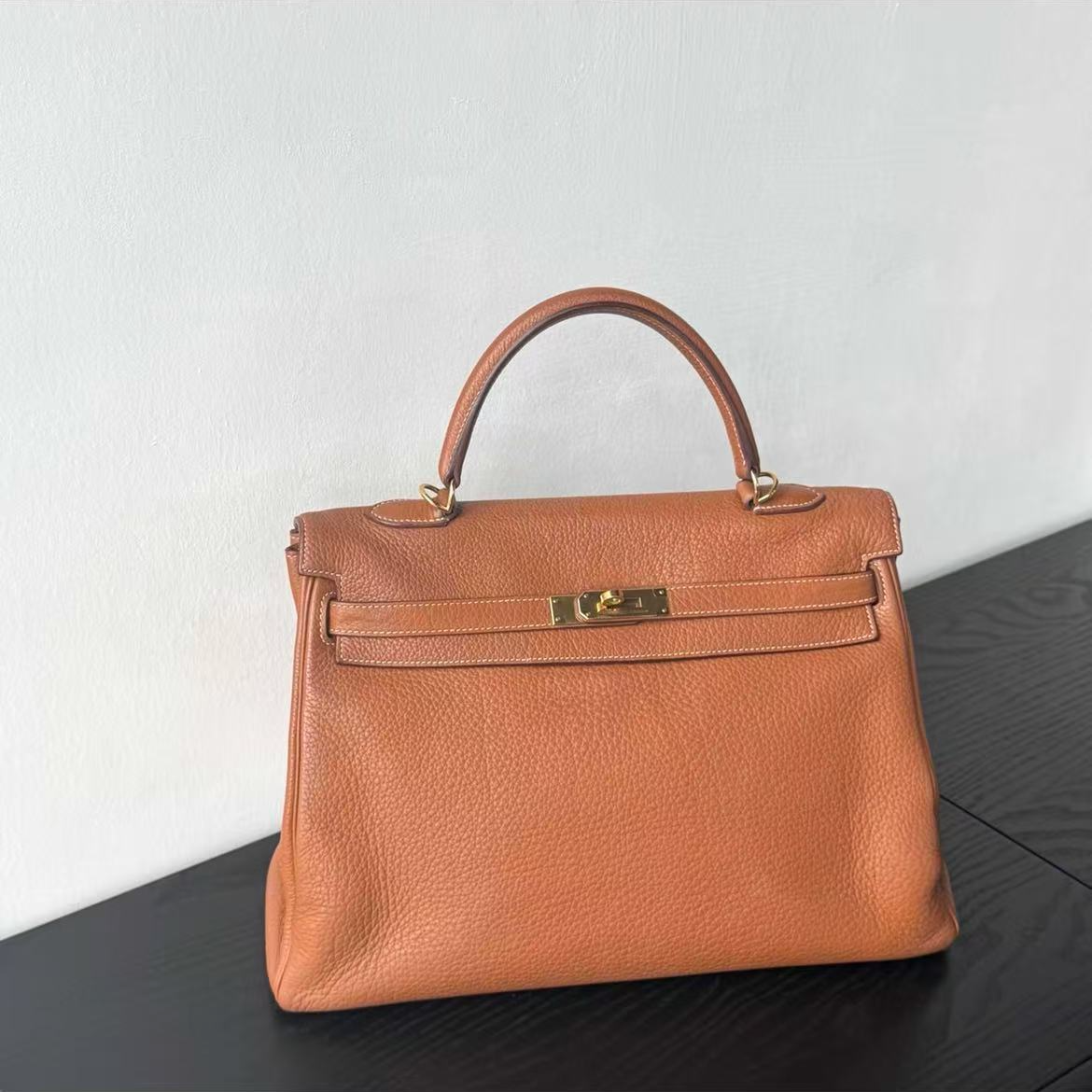 99新 Hermes/爱马仕 kelly35金棕金togo皮框M