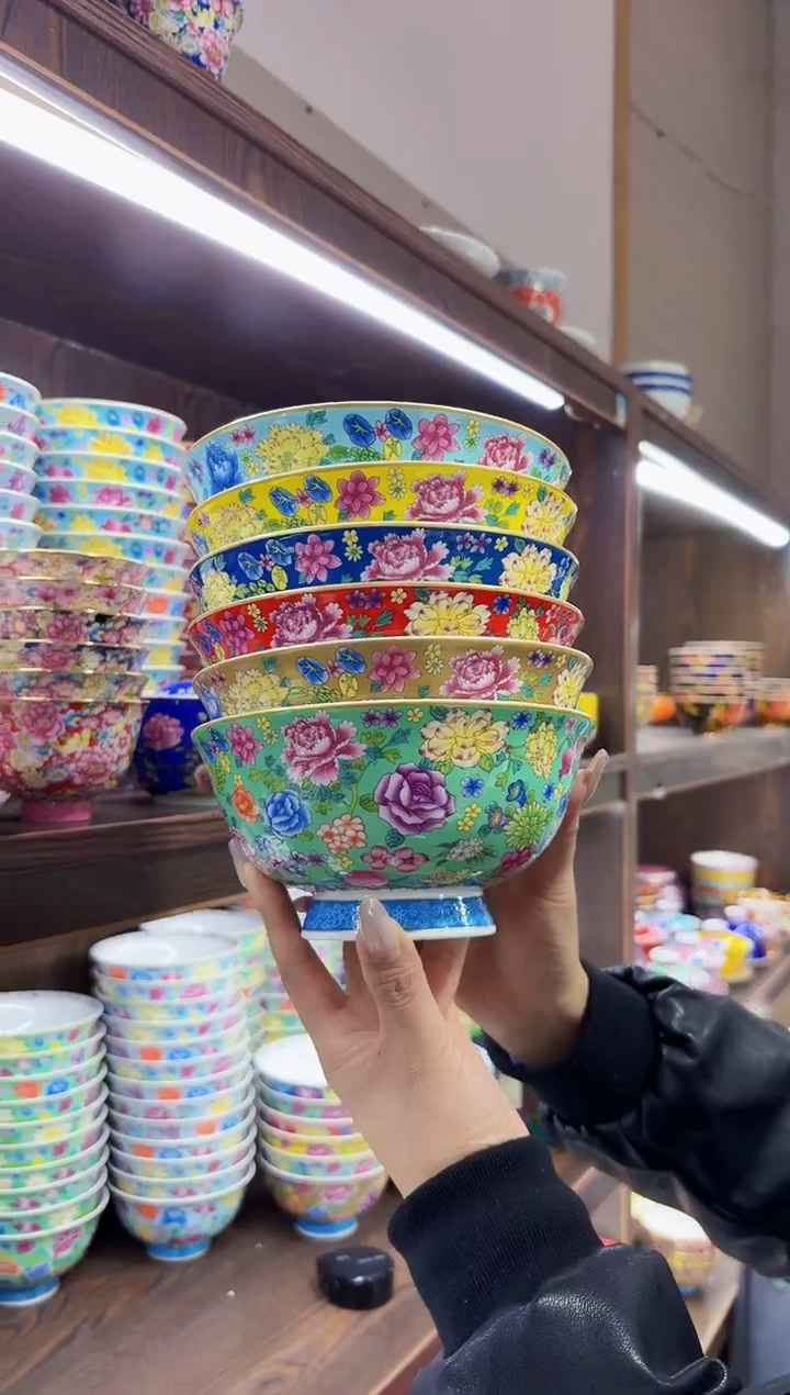 珐琅  6英寸面碗6个景德镇陶瓷