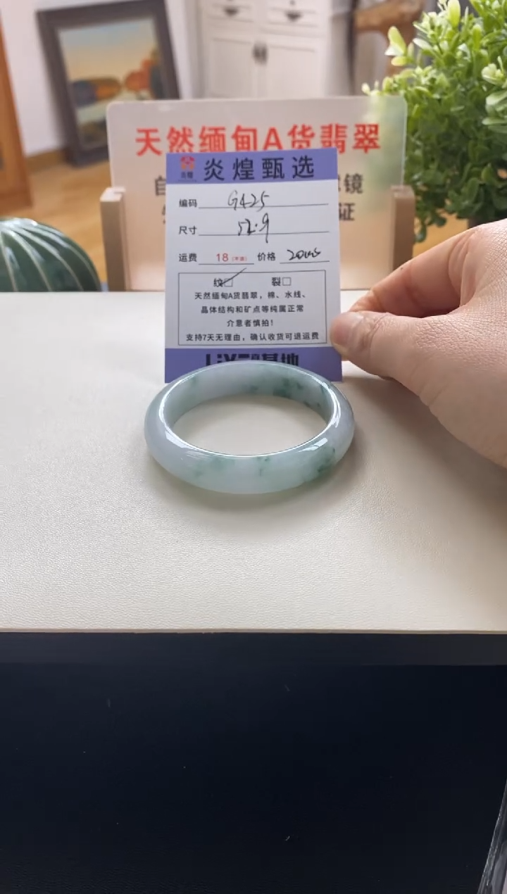 未镶嵌手镯翡翠圈口52.9编码g425
