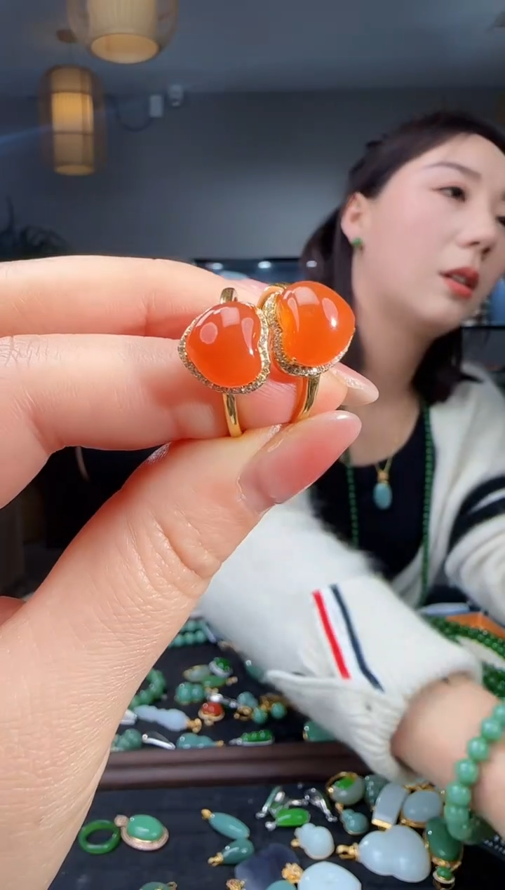 银S925镶嵌南红玛瑙戒指多样性发货拍一发一