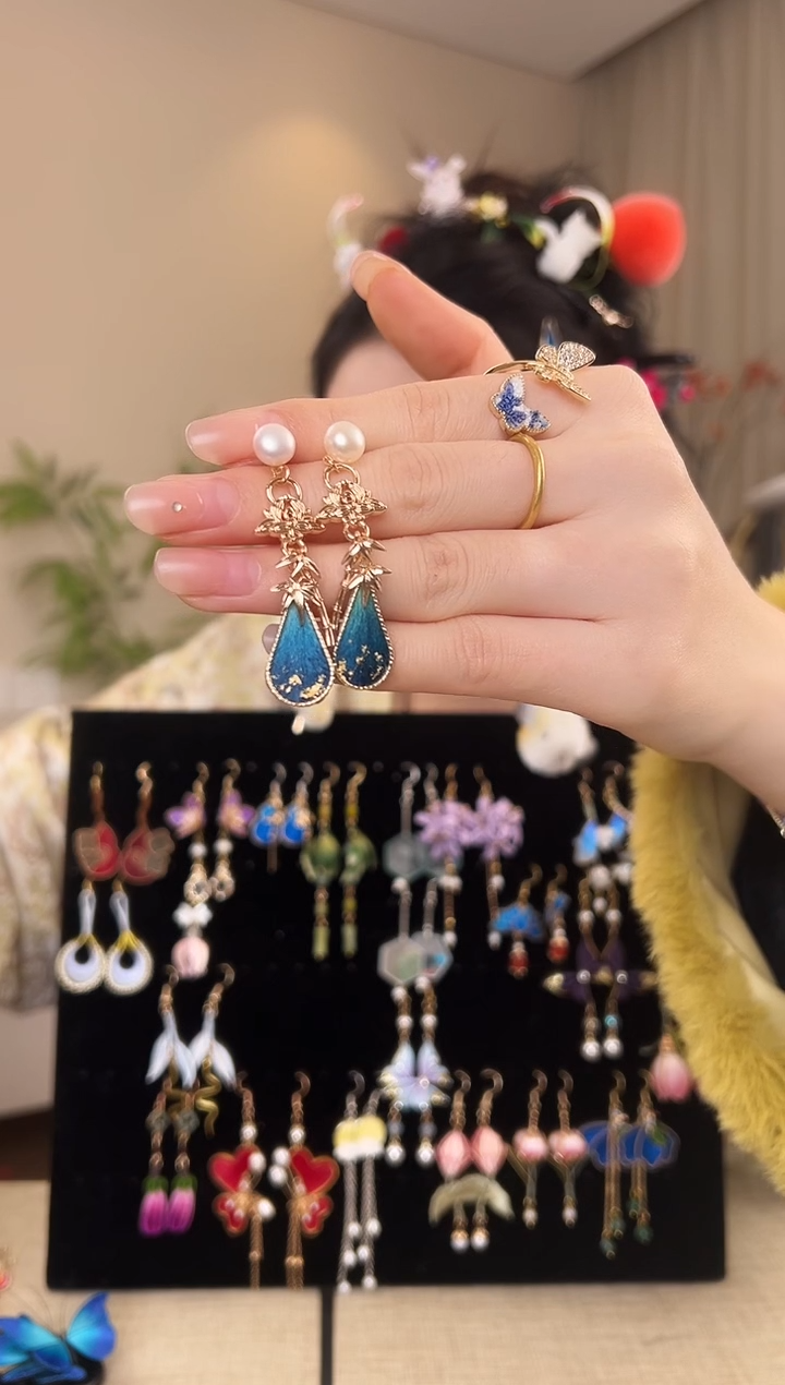 刺绣竹子款式耳钉