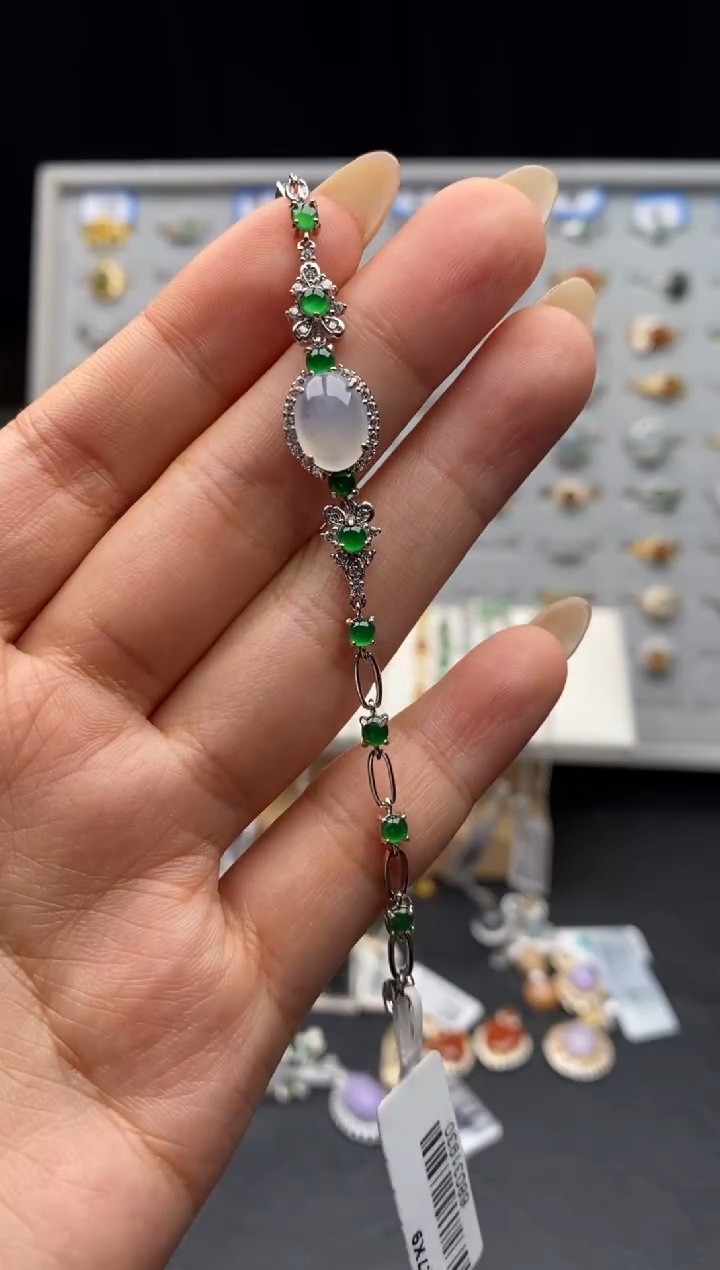 银S925镶嵌戒指翡翠天然A货翡翠