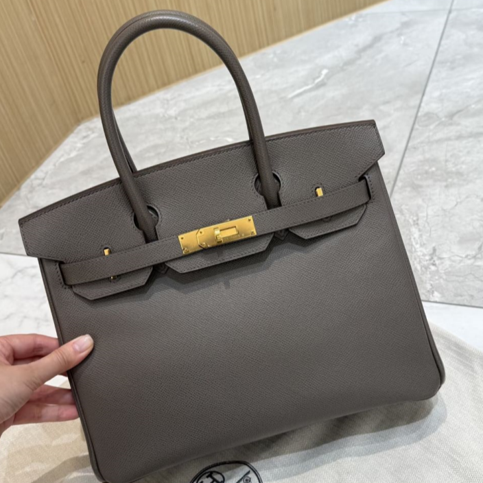 99新 Hermes/爱马仕 小花6枫Birkin30 锡器灰玫瑰金扣 ep皮 Y刻