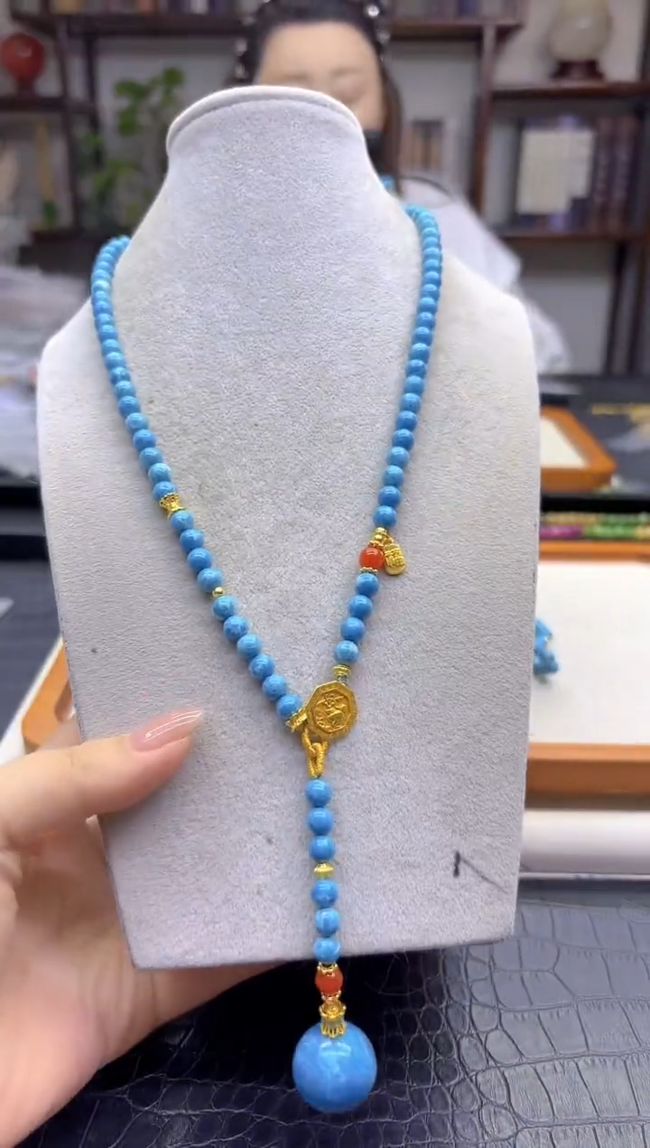 未镶嵌针钠钙石（海纹石）颈饰DIY款X431