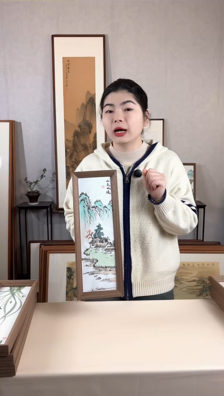 【闪购商品】国画手绘*山长水远*15*42cm摆台