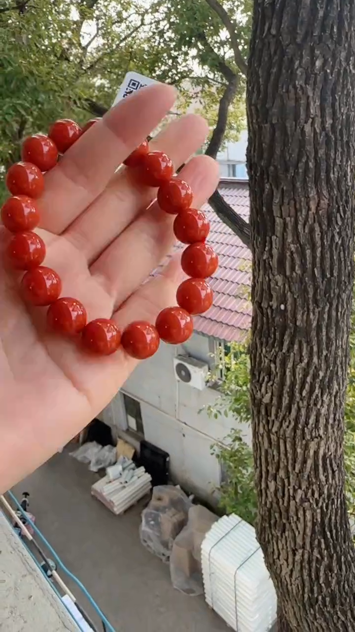 未镶嵌多样性发一件南红玛瑙【高货】柿锦红12mm保山圆珠单圈 