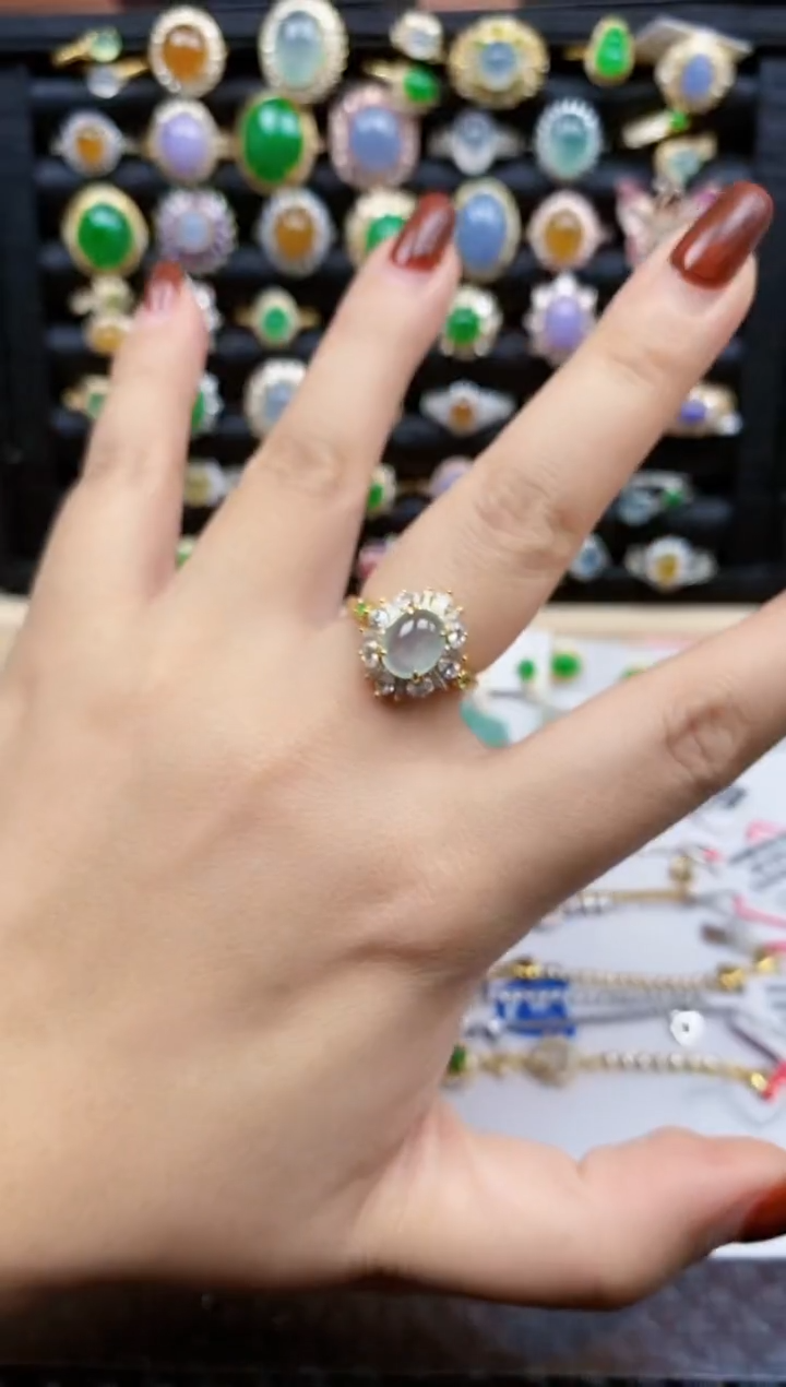 银S925镶嵌戒指翡翠304