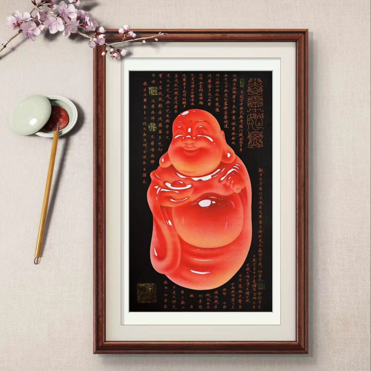 《吉祥如意》杭州锦丝绫布软装裱