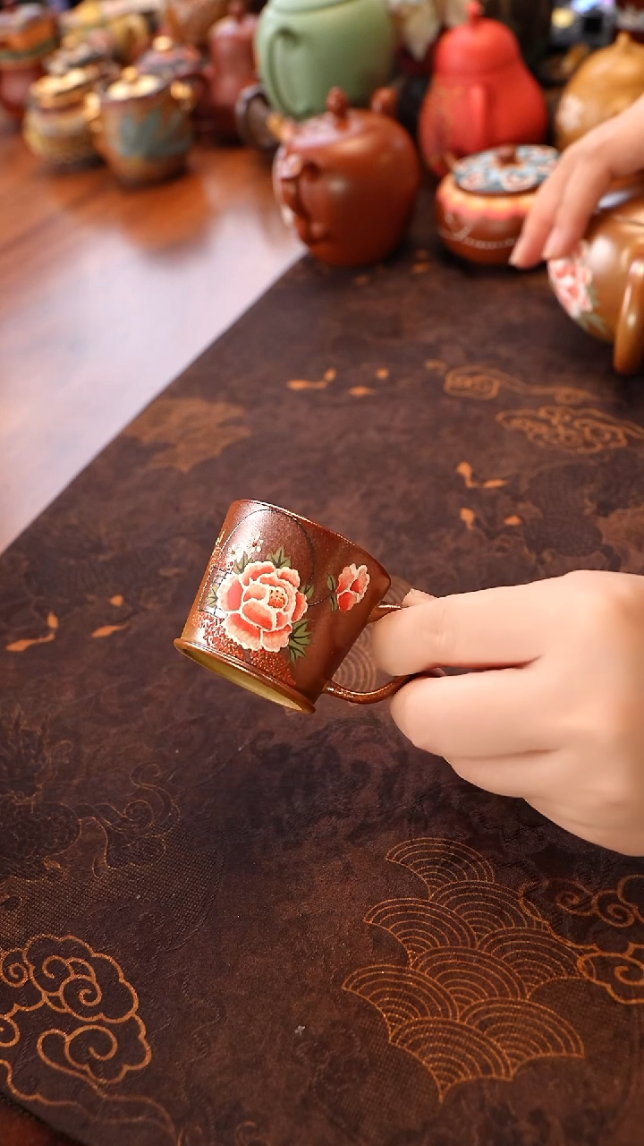 茶壶紫砂柴烧把手杯 