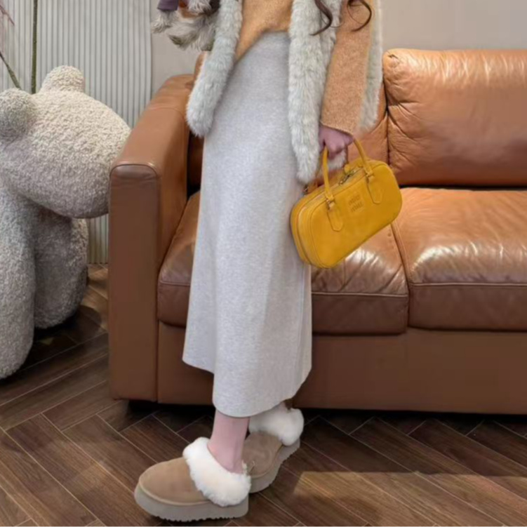 K26 韩式休闲显瘦直筒针织半身裙 EK2602