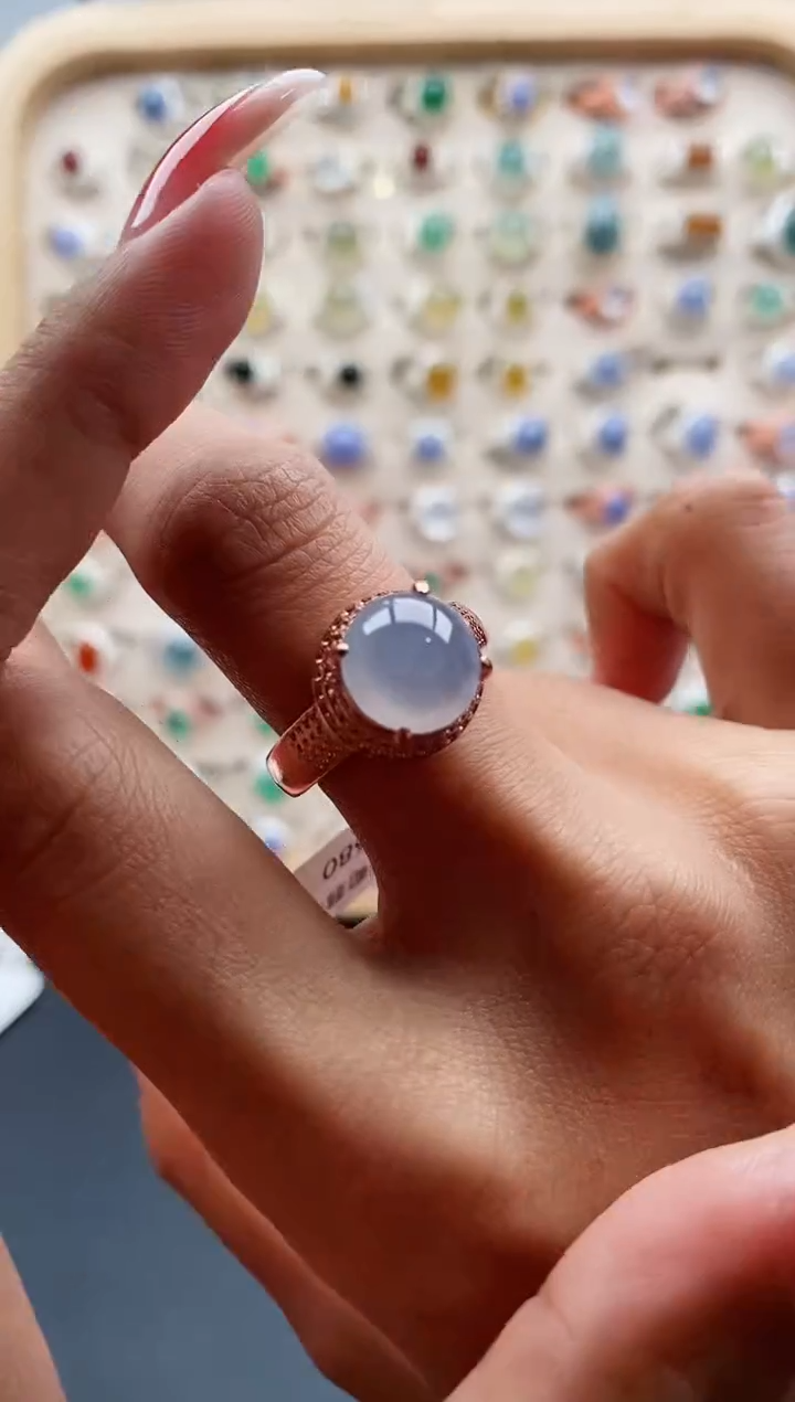 【闪购商品】翡翠戒指未镶嵌缅甸天然A货翡翠444 6+8