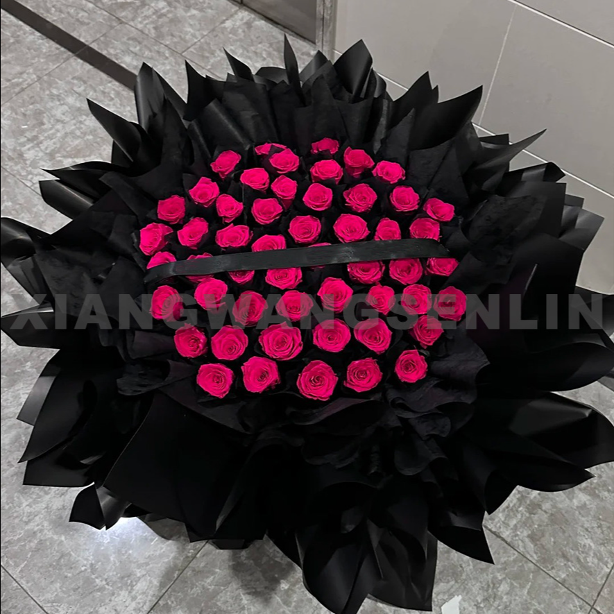 【墨色心约】52朵弗洛伊德玫瑰2025新款大花束鲜花小时生日节日纪念日达送女友老婆闺蜜求婚订婚同城配送上门