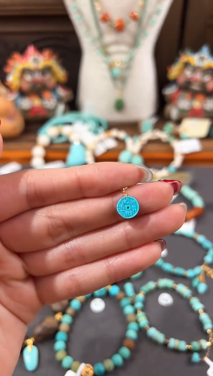 【闪购商品】绿松石提溜18K金镶嵌绿松石提溜