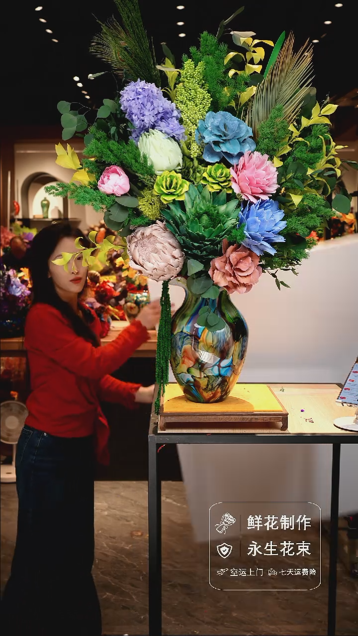 手工艺品琉璃手工花器花束空运包邮送货上门-以图片为准