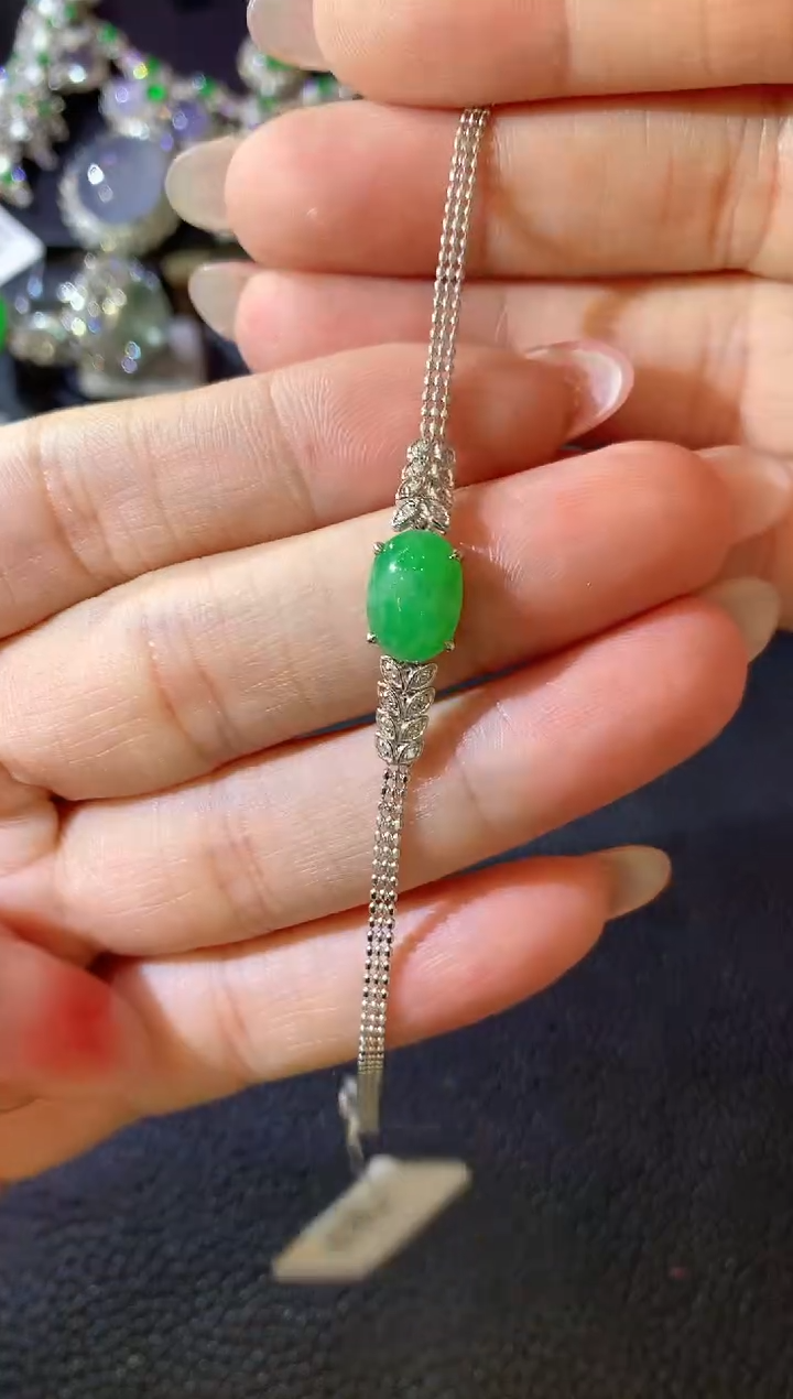 【闪购商品】翡翠手链18K金镶嵌W46 翡翠1