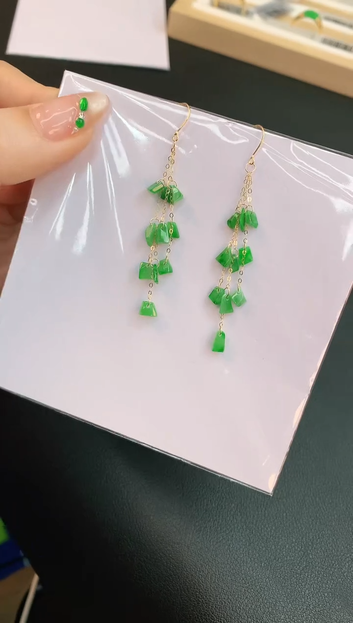 【闪购商品】翡翠耳饰18K金镶嵌赠礼盒证书 珍珍