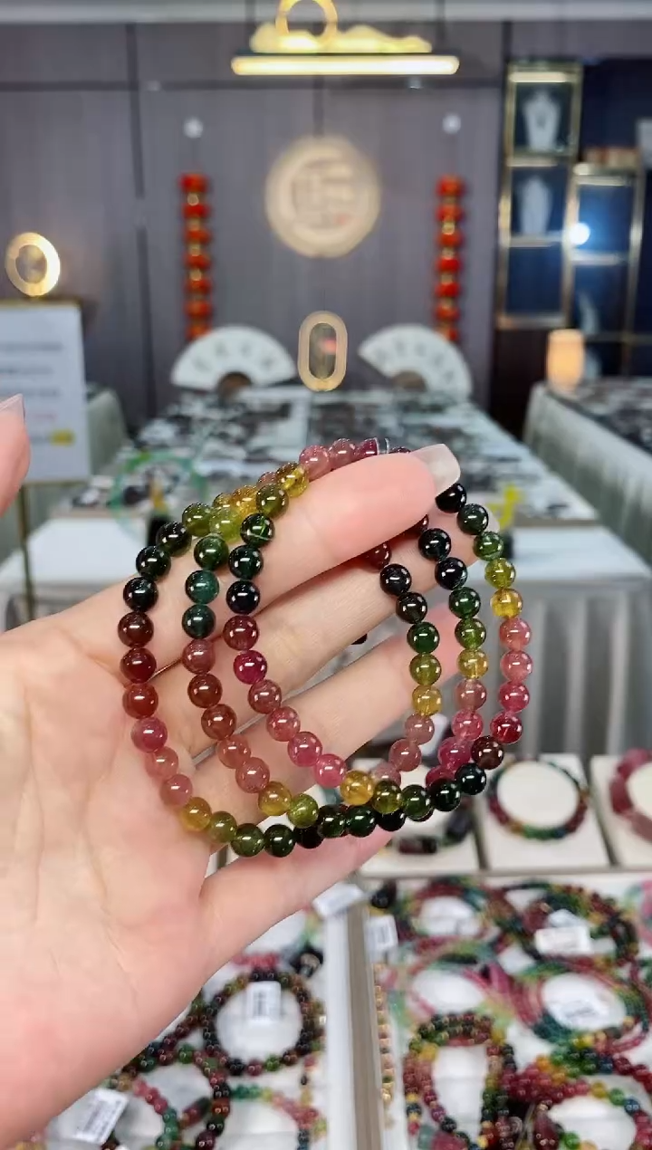 老矿碧玺单圈手串5mm+未镶嵌碧玺hon多样性发货一条