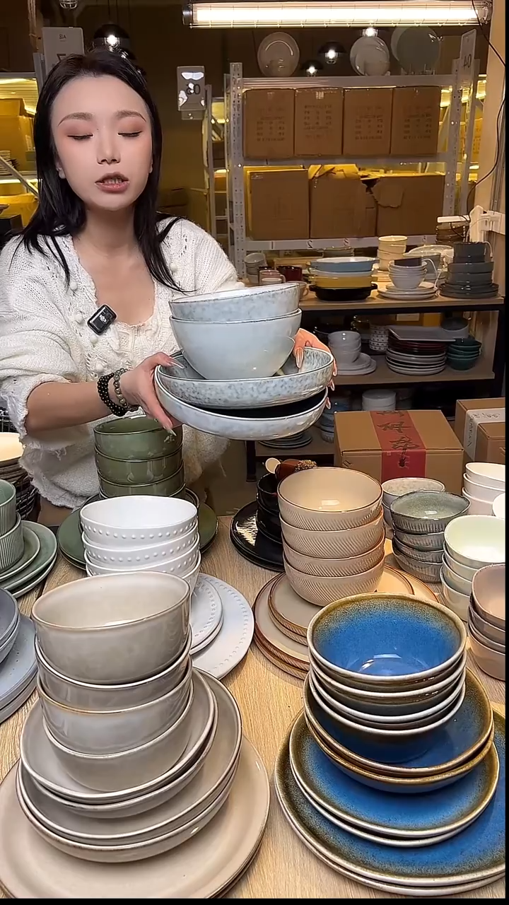 瓷87外贸尾货窑变釉下彩默外微瑕（4件套）