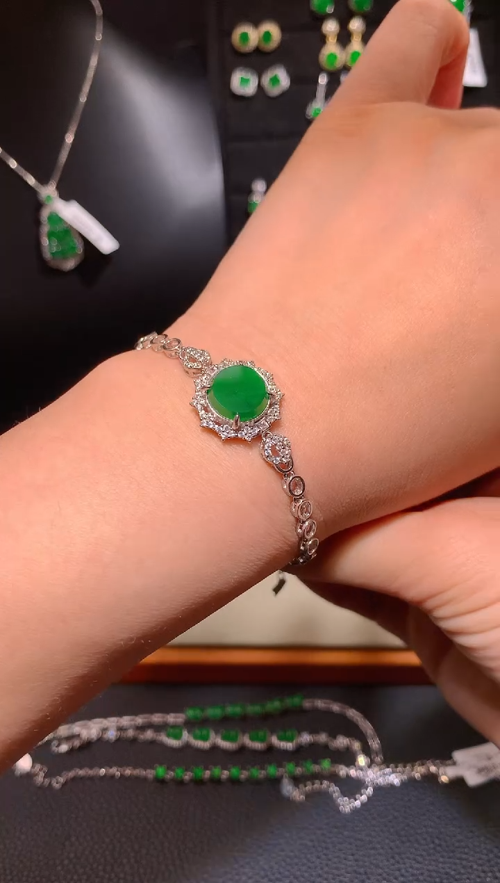 【闪购商品】翡翠手链银S925镶嵌手链