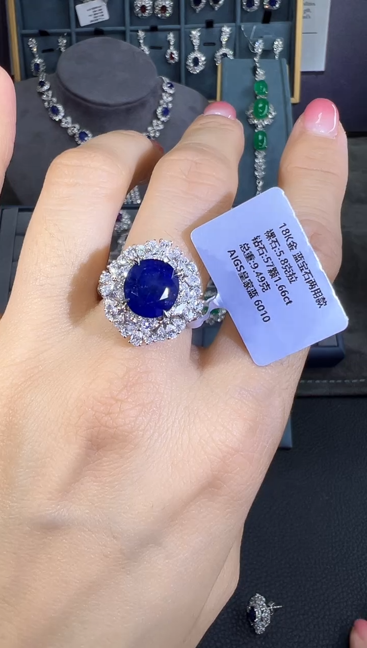 【闪购商品】蓝宝石戒指18K金镶嵌戒指