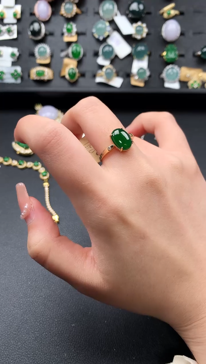 【闪购商品】翡翠戒指银S925镶嵌521411