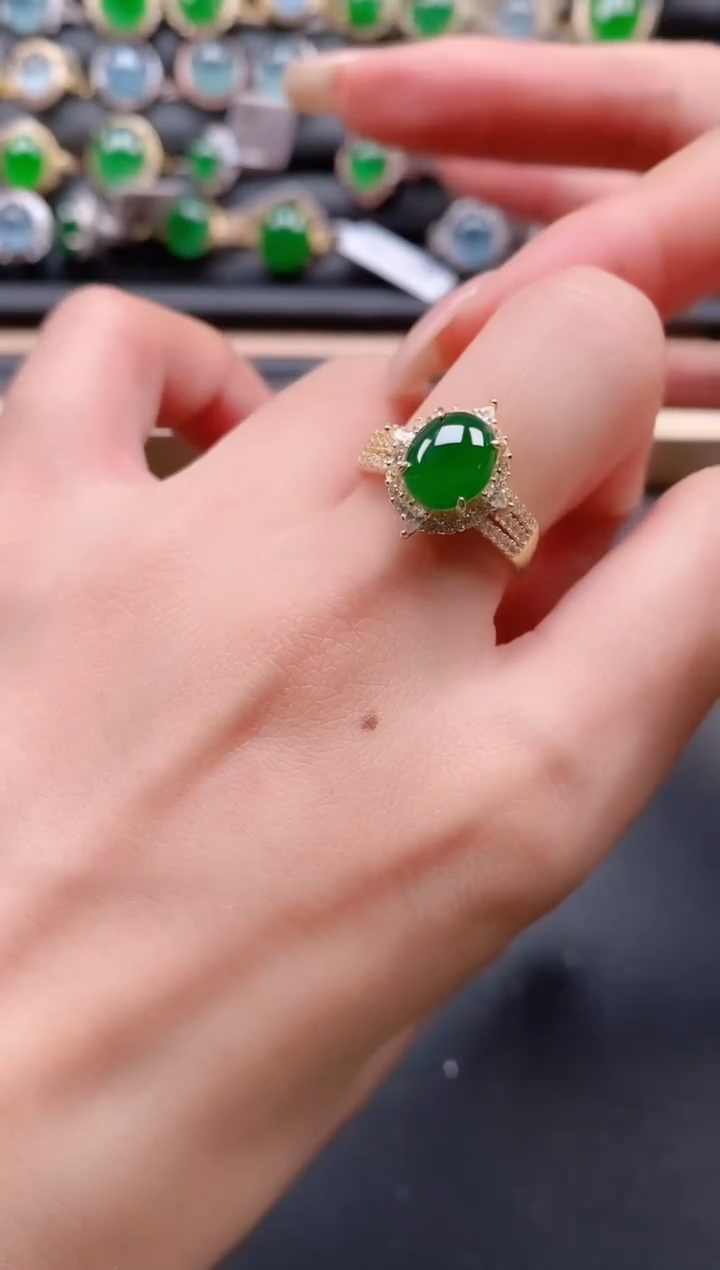 银S925镶嵌戒指翡翠111