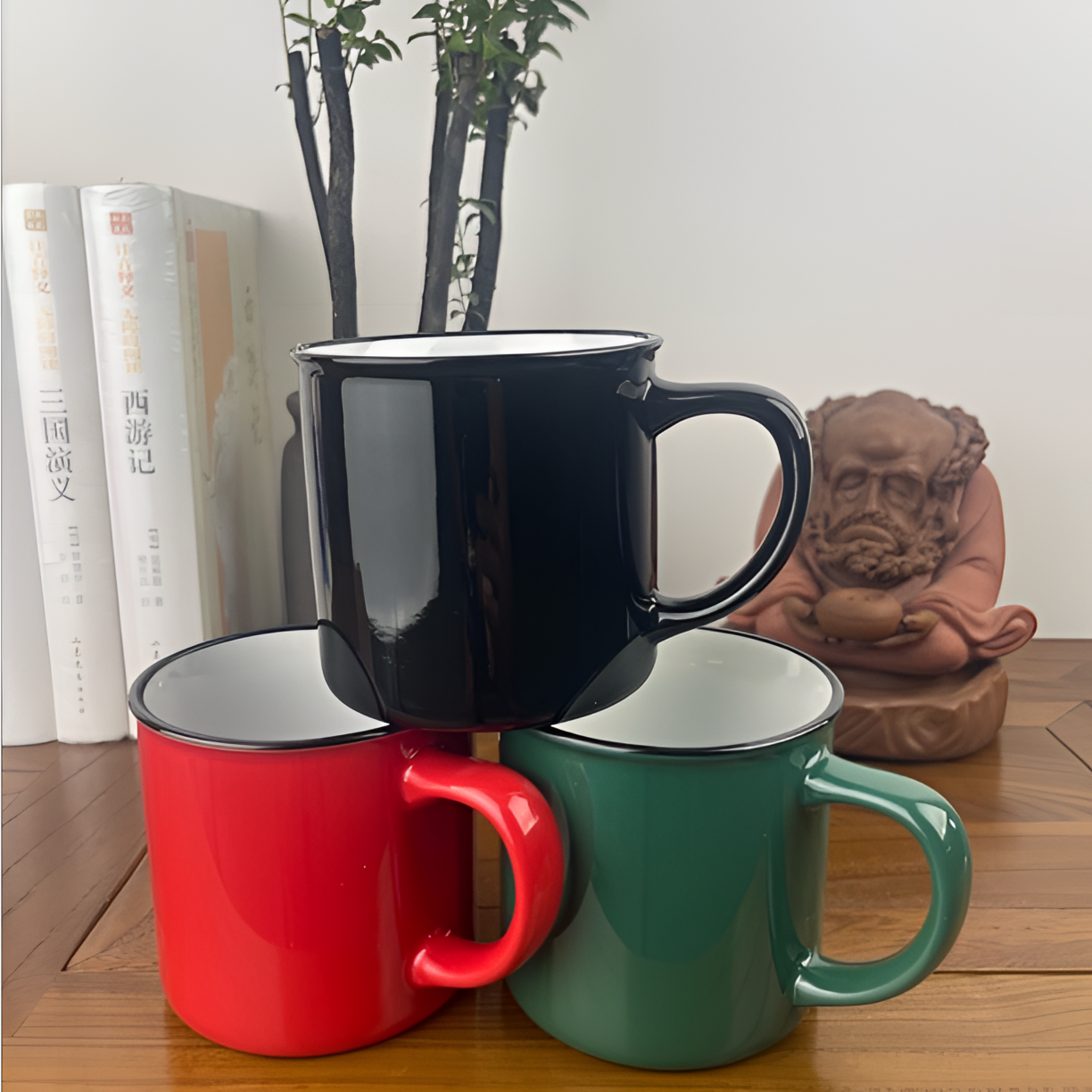 北欧风格色釉陶瓷咖啡杯搪瓷质感办公室牛奶杯