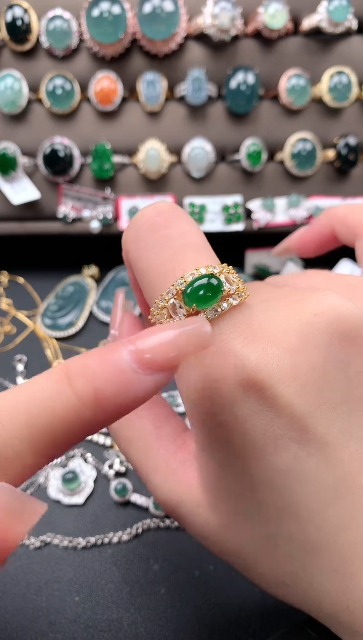 【闪购商品】翡翠戒指银S925镶嵌51241