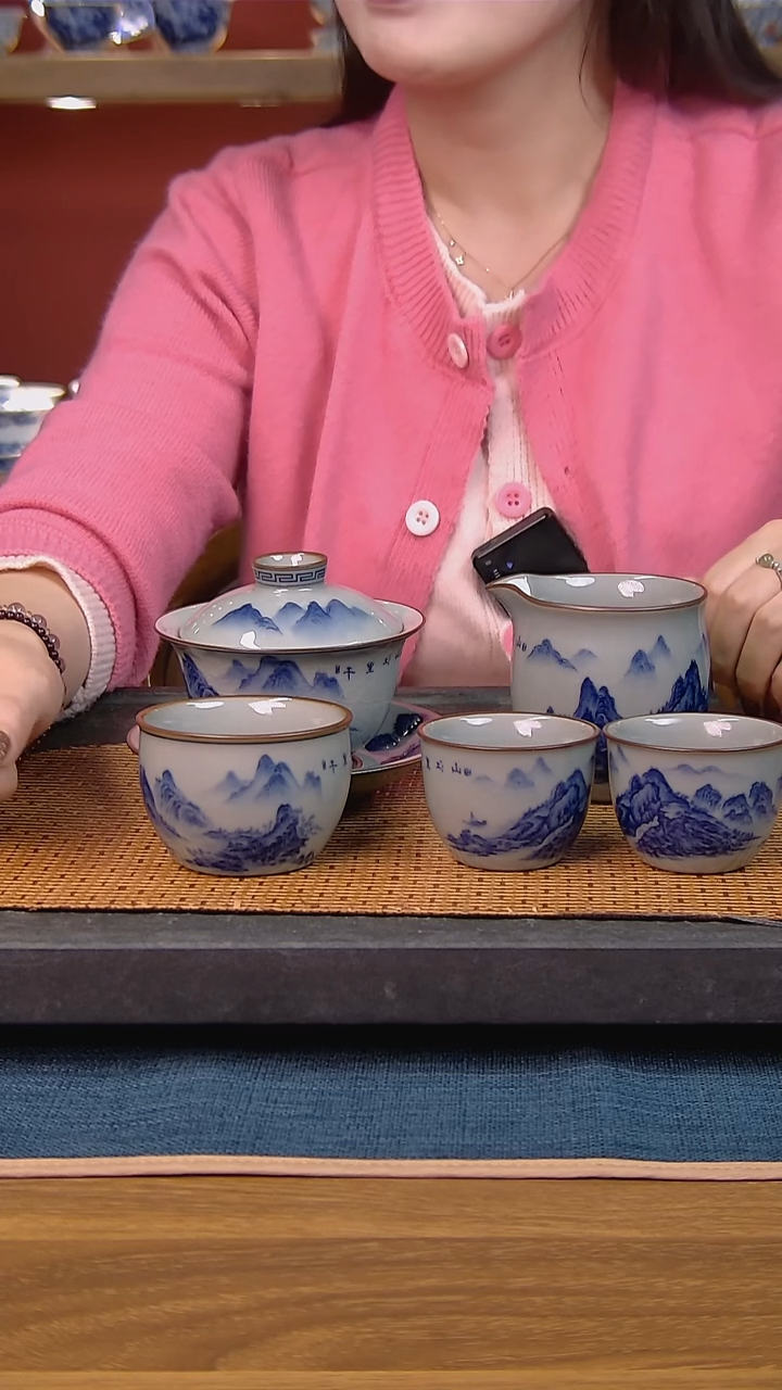 简装家用款5件套 老陶泥开片纹陶瓷茶具