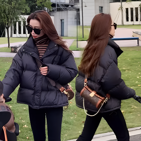 黑色羽绒棉服女短款2025冬新款韩版棉服面包服加厚宽松小个子外套