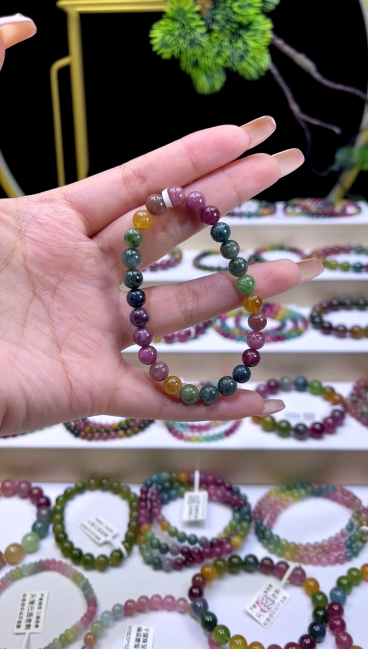 未镶嵌手串碧玺7mm+碧玺单圈多样性发货