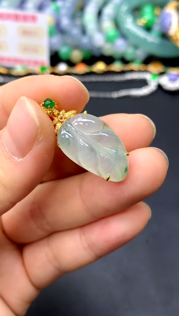 颈饰18K金镶嵌翡翠179-中国好珍宝