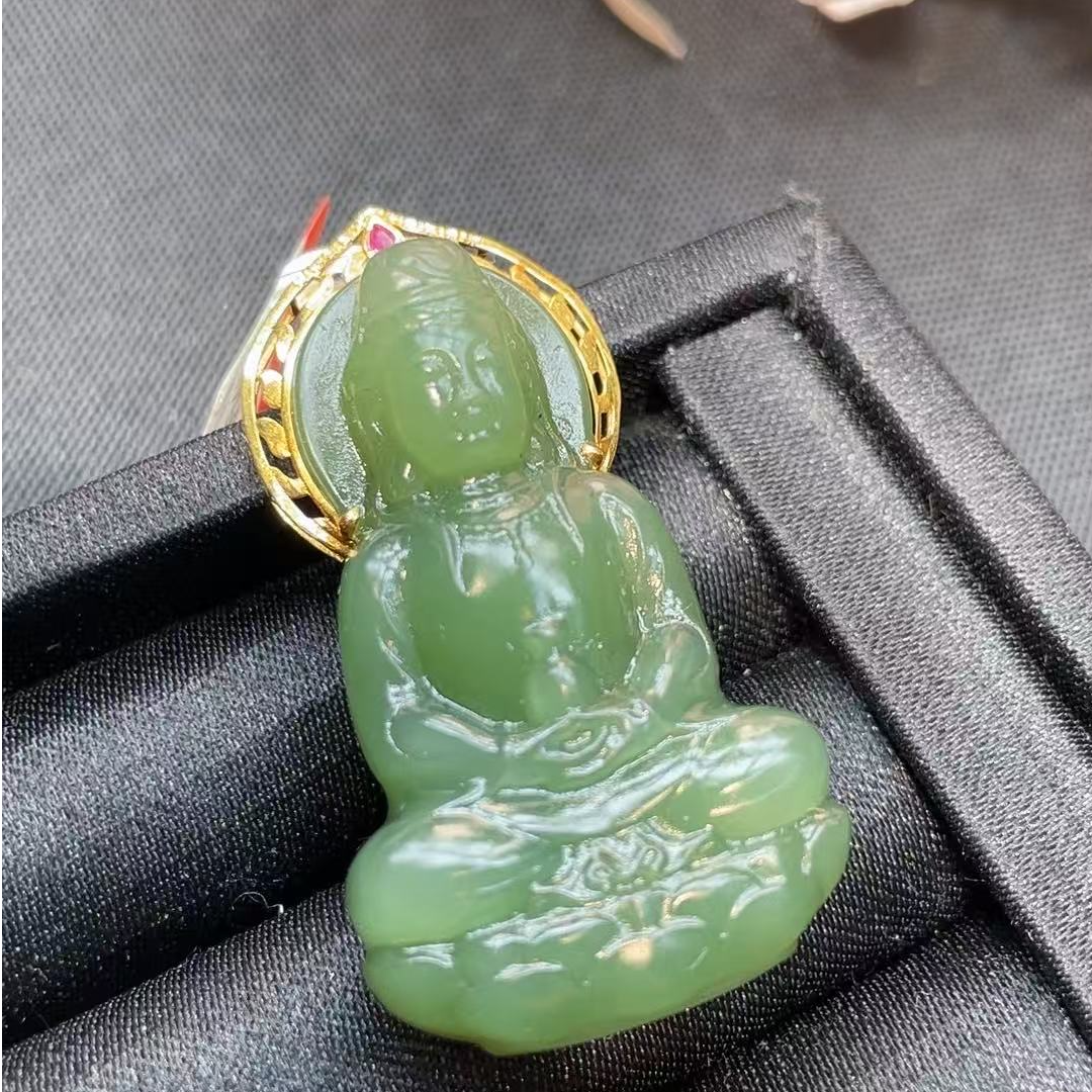 【年中大促】18K金和田玉晴水观音吊坠丨多样性发一